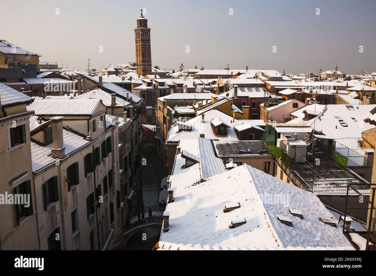 Venise avec neige en hiver Banque D'Images