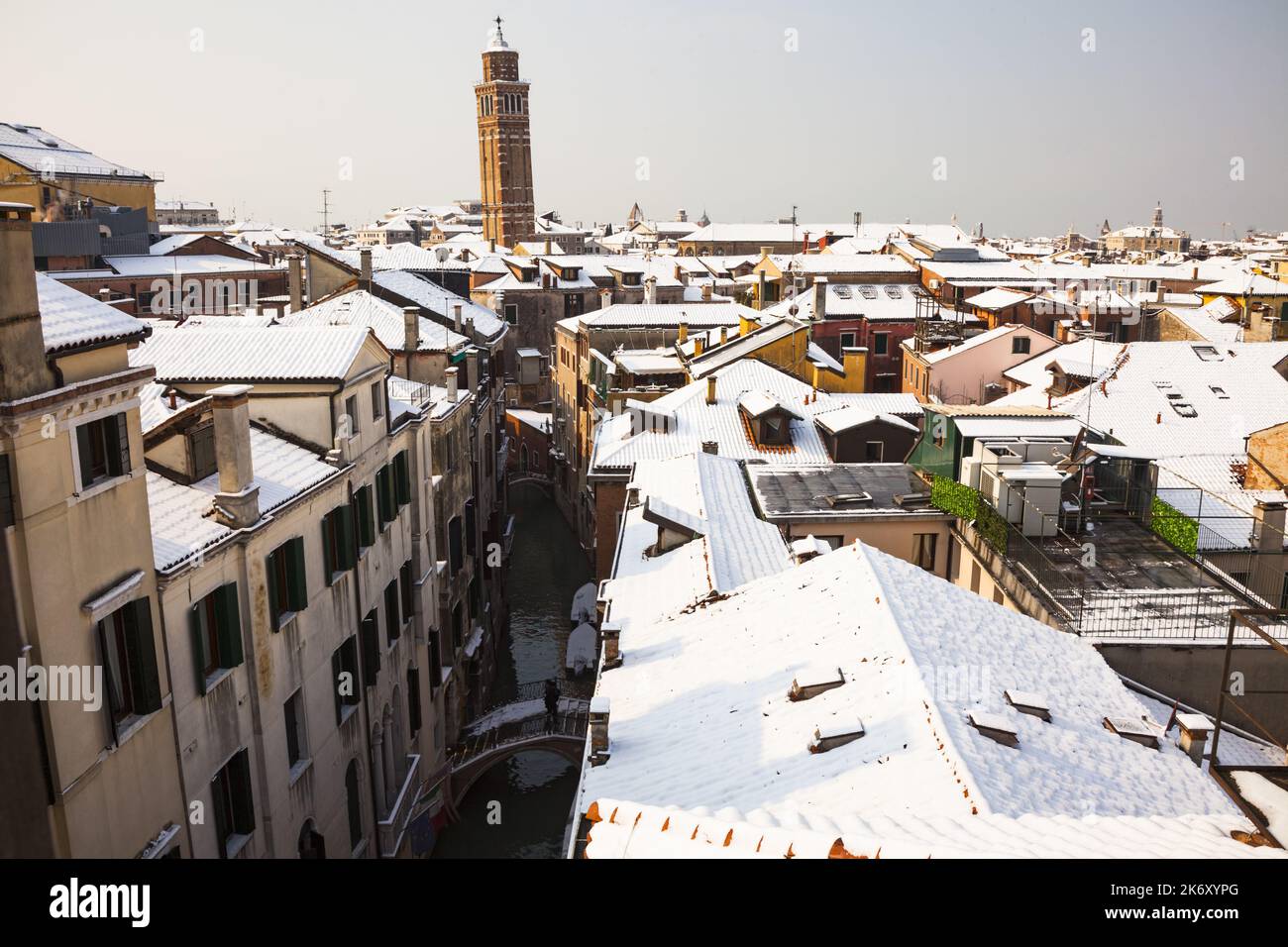 Venise avec neige en hiver Banque D'Images