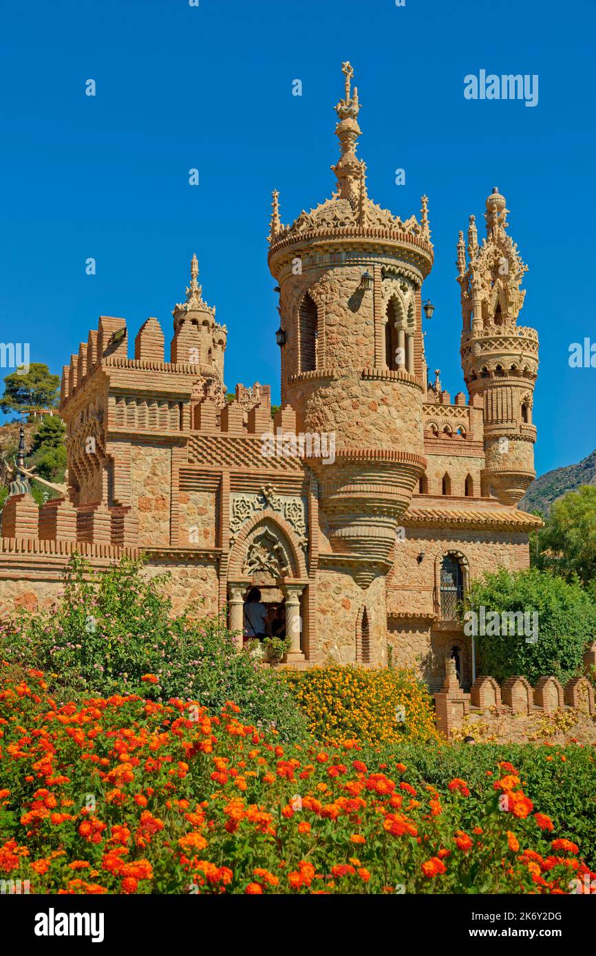 Castillo de Colomares à Benalmadena sur la Costa del sol, un monument dédié à Christophe Colomb et ses expéditions espagnoles aux Amériques. Banque D'Images