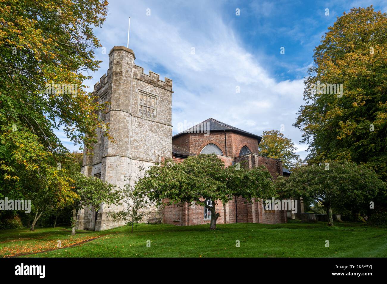 Eglise St Mary à Micheldever, Hampshire, Angleterre, Royaume-Uni, le jour d'automne ensoleillé, octobre Banque D'Images