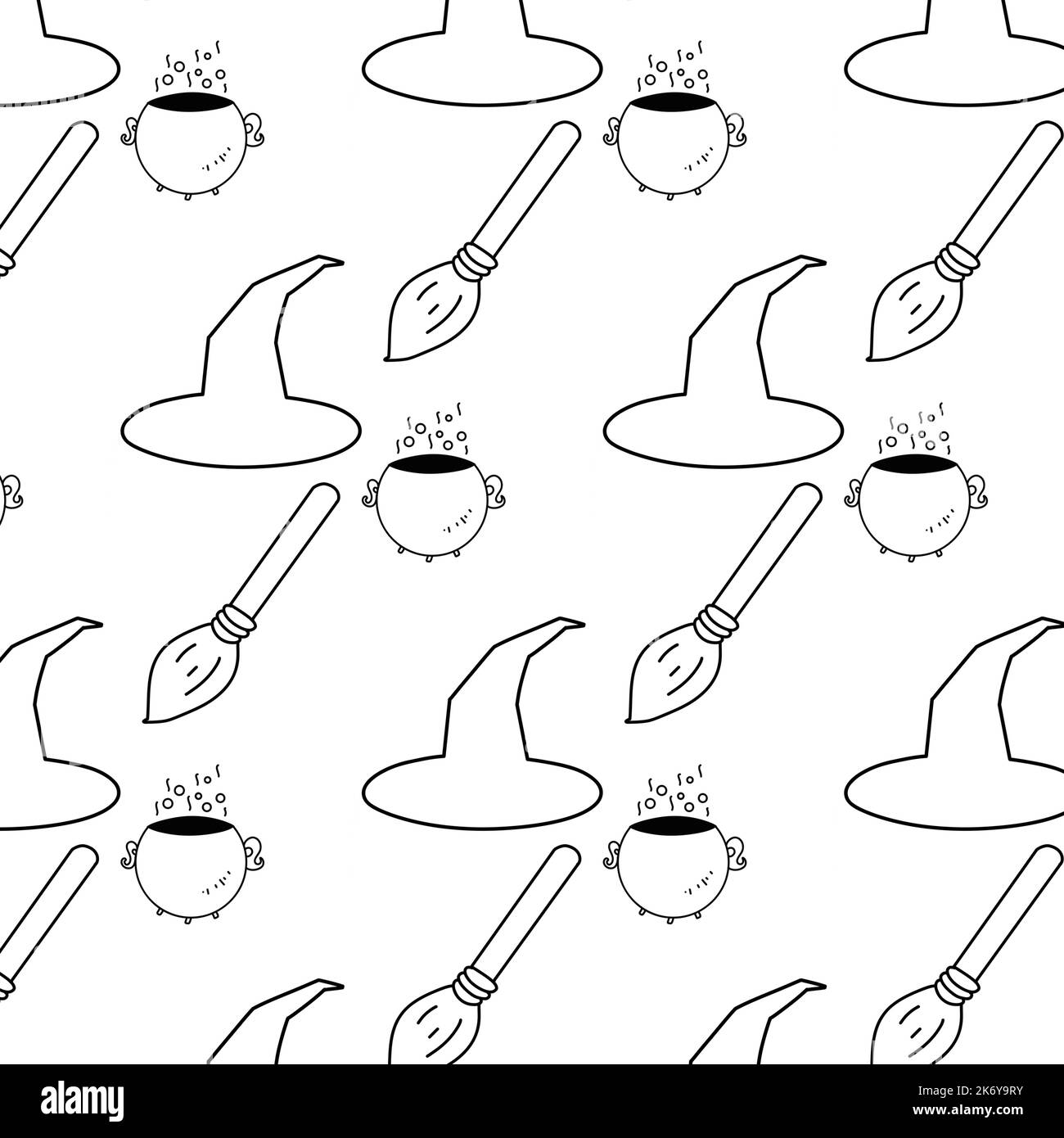 halloween illustrations simples dessinées à la main, fond blanc Banque D'Images