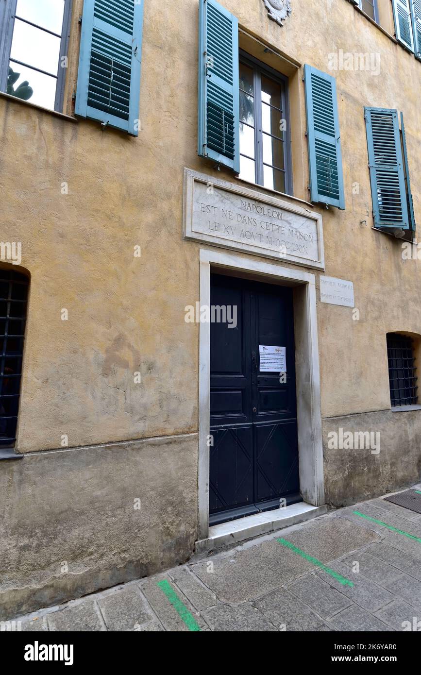 AJACCIO, CORSE, FRANCE; 14 août 2020: L'extérieur de la Maison Bonaparte à Ajaccio, lieu de naissance de Napoléon, sa famille vit depuis Banque D'Images
