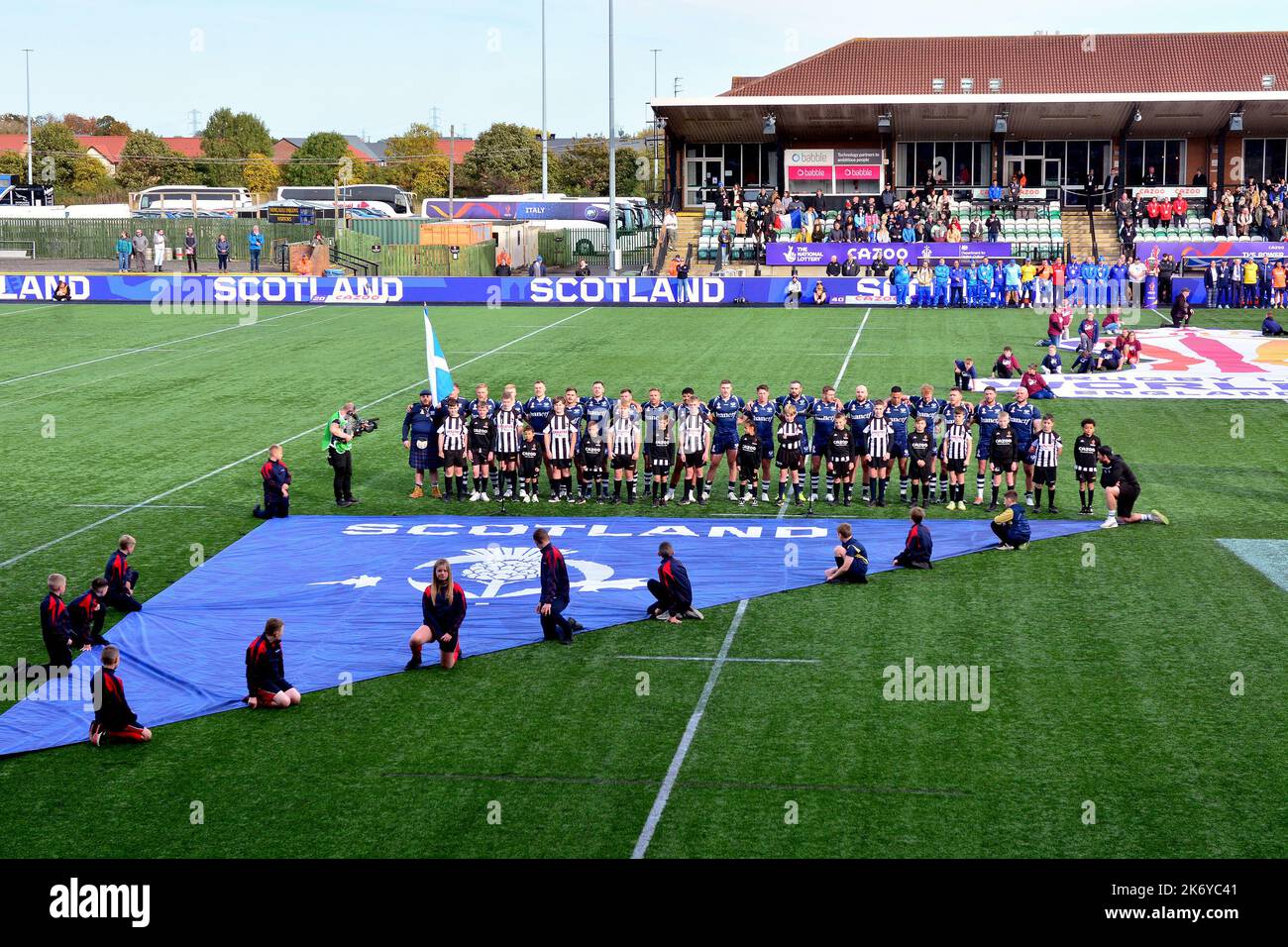 Newcastle, Royaume-Uni. 16th octobre 2022. 16/10/2022 RLWC2021, cérémonie d'ouverture, Ecosse contre Italie, Kingston Park, Newcastle, Crédit au Royaume-Uni : Robert Chambers/Alay Live News Banque D'Images
