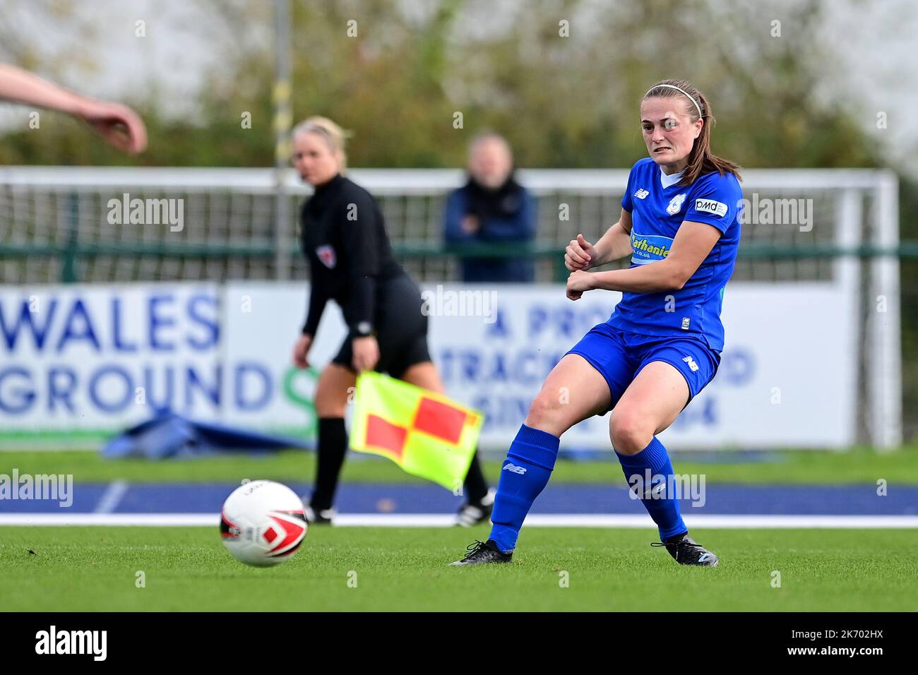Cardiff, Royaume-Uni. 16th octobre 2022. Genero Adran Premier phase 1 22/23: Cardiff City FC / Aberystwyth Town FC. Ffion Price of Cardiff City Women FC - crédit en ligne obligatoire : Ashley Crowden/Alay Live News Banque D'Images Cardiff, Royaume-Uni. 16th octobre 2022. Genero Adran Premier phase 1 22/23: Cardiff City FC / Aberystwyth Town FC. Ffion Price of Cardiff City Women FC - crédit en ligne obligatoire : Ashley Crowden/Alay Live News Banque D'Images