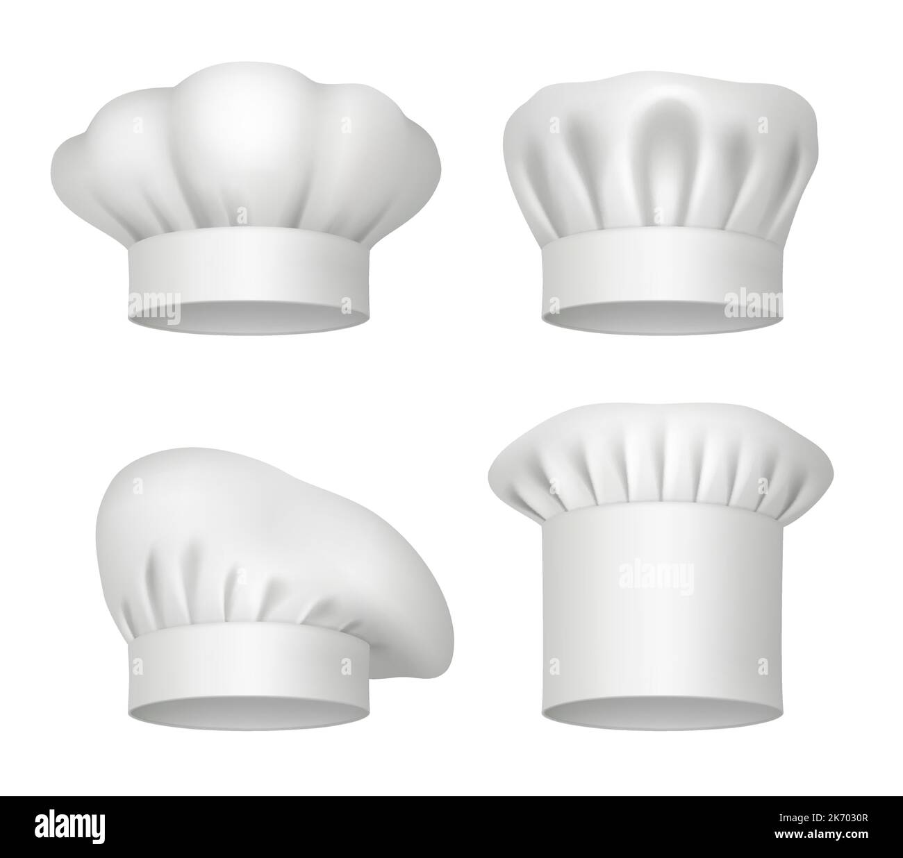 Chapeaux de chef. Vêtements de chef cuisinier professionnel réaliste chapeaux et bandanas illustrations vectorielles décentes maquette Illustration de Vecteur
