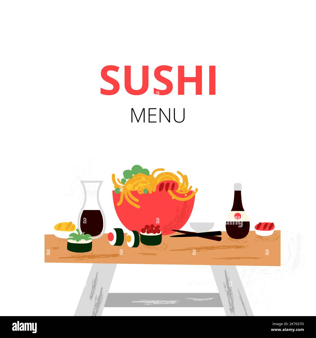 Menu de table isolé sushi Illustration de Vecteur