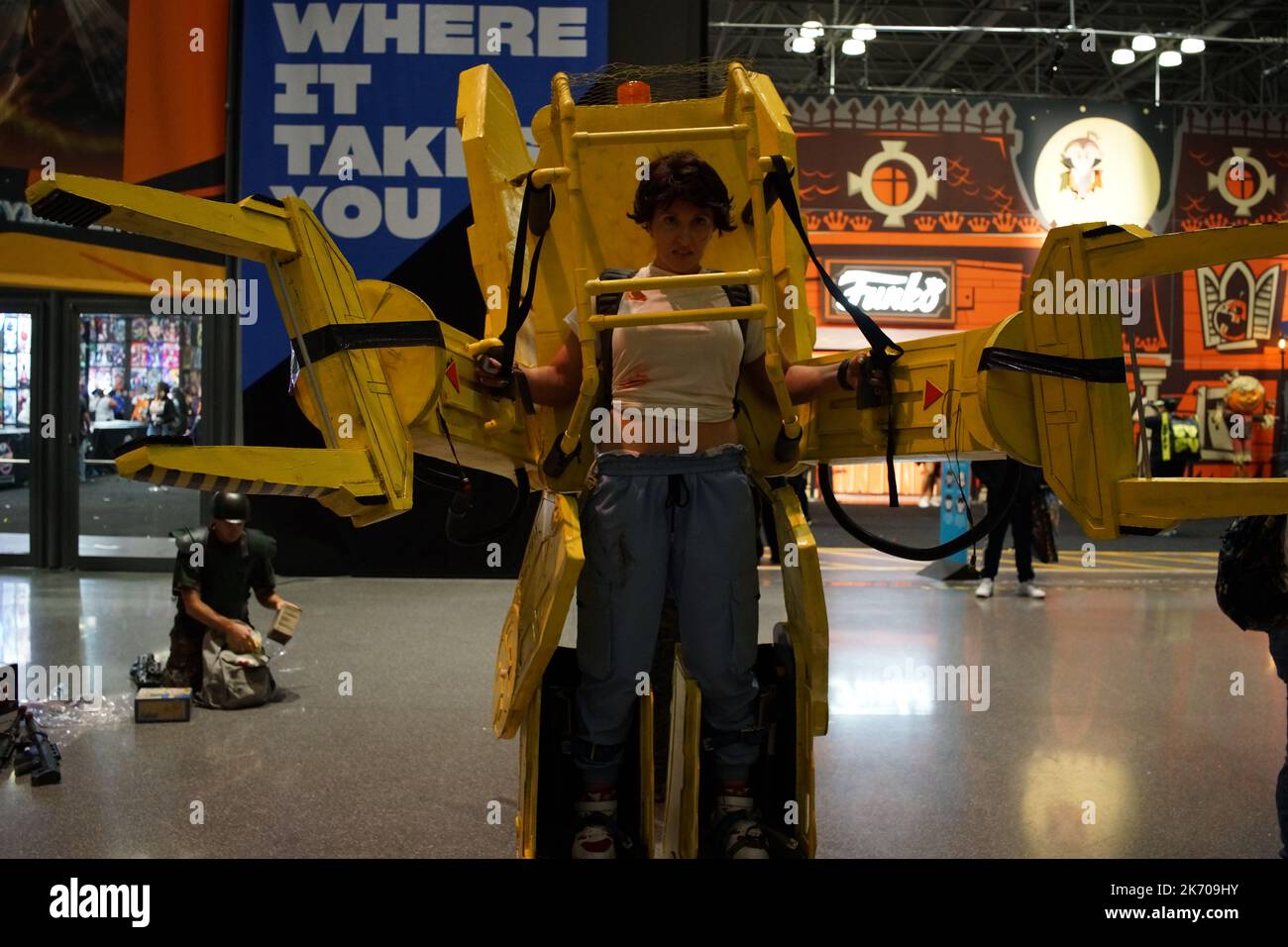 Le New York Comic con est une convention annuelle des fans de New York City dédiée aux bandes dessinées occidentales, romans graphiques, anime, manga, jeux vidéo, cosplay, jouets Banque D'Images