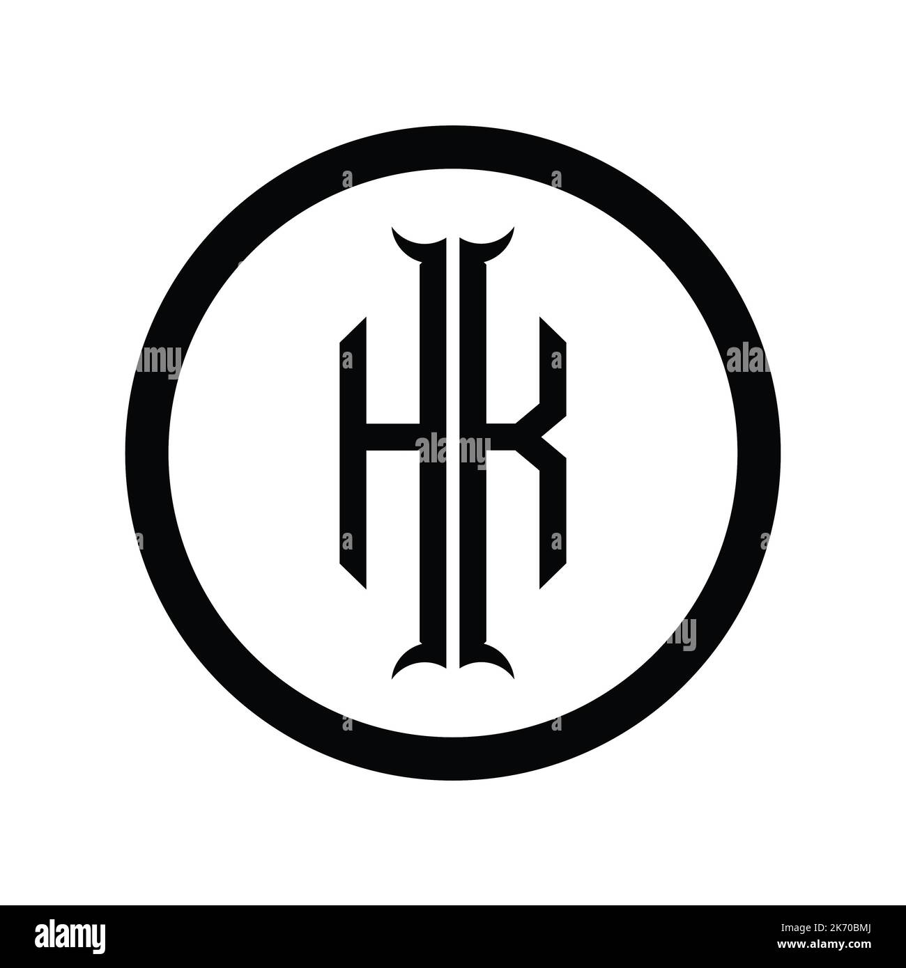 Logo KH lettre monogramme avec gabarit de conception en forme de corne hexagonale Banque D'Images