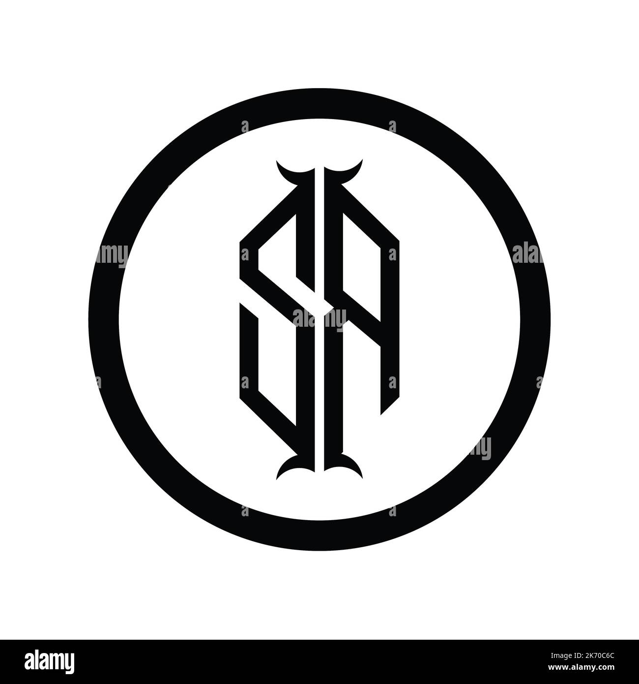 Logo RS lettre monogramme avec gabarit de conception en forme de corne hexagonale Banque D'Images