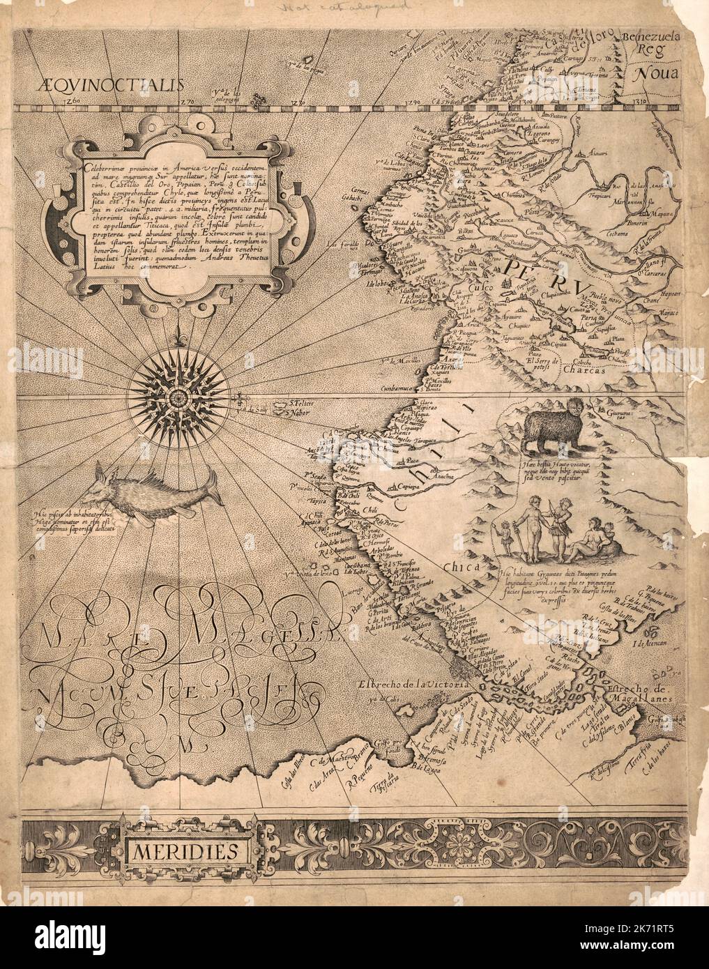 Carte du Pérou et de l'ouest de l'Amérique du Sud, peut-être 1569, attribuée à Gerardus Mercator, 1512-1594. Banque D'Images
