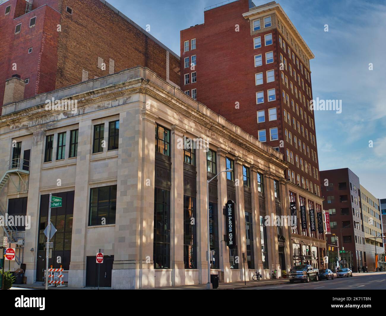 Long St & Pearl dans le centre-ville de Columbus, Ohio Banque D'Images