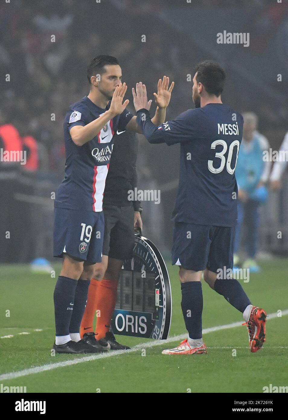 Messi pendant la Ligue 1 Uber Eats Match Paris Saint-Germain v Olympique de Marseille au stade du Parc des Princes sur 16 octobre 2022 à Paris, France. Photo de Christian Liewig/ABACAPRESS.COM Banque D'Images