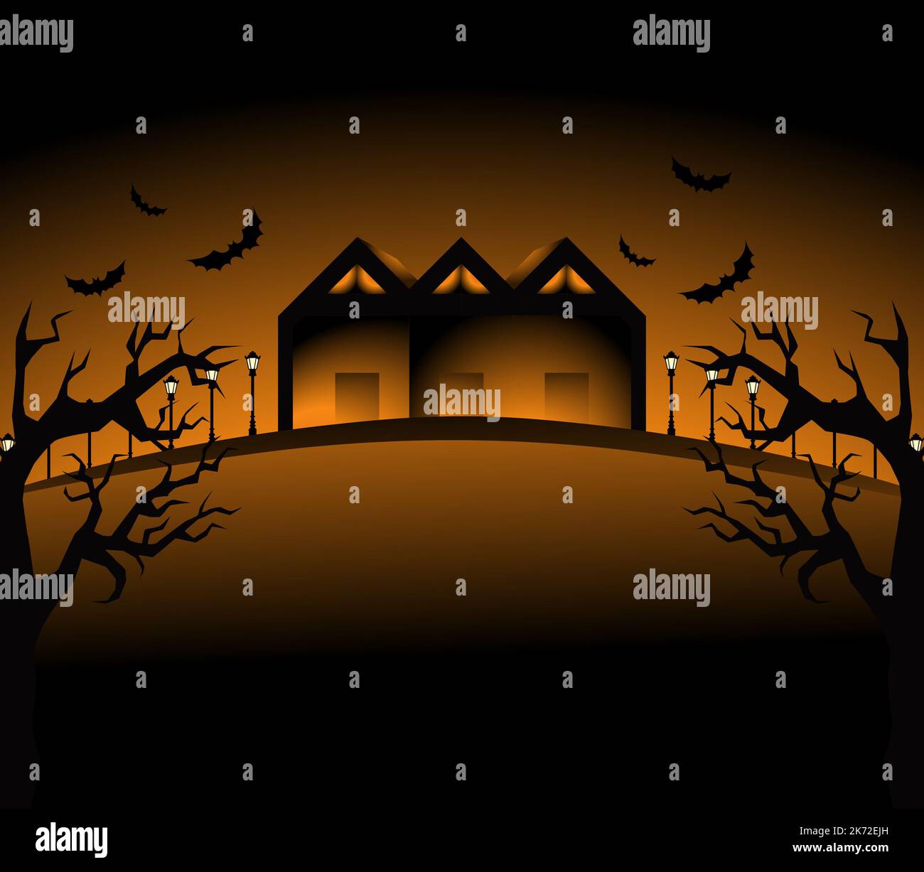 Effrayant horrible Halloween heureux sans couture motif Design arrière-plan Vector Bats Skull Spooky Pumpkin Banque D'Images