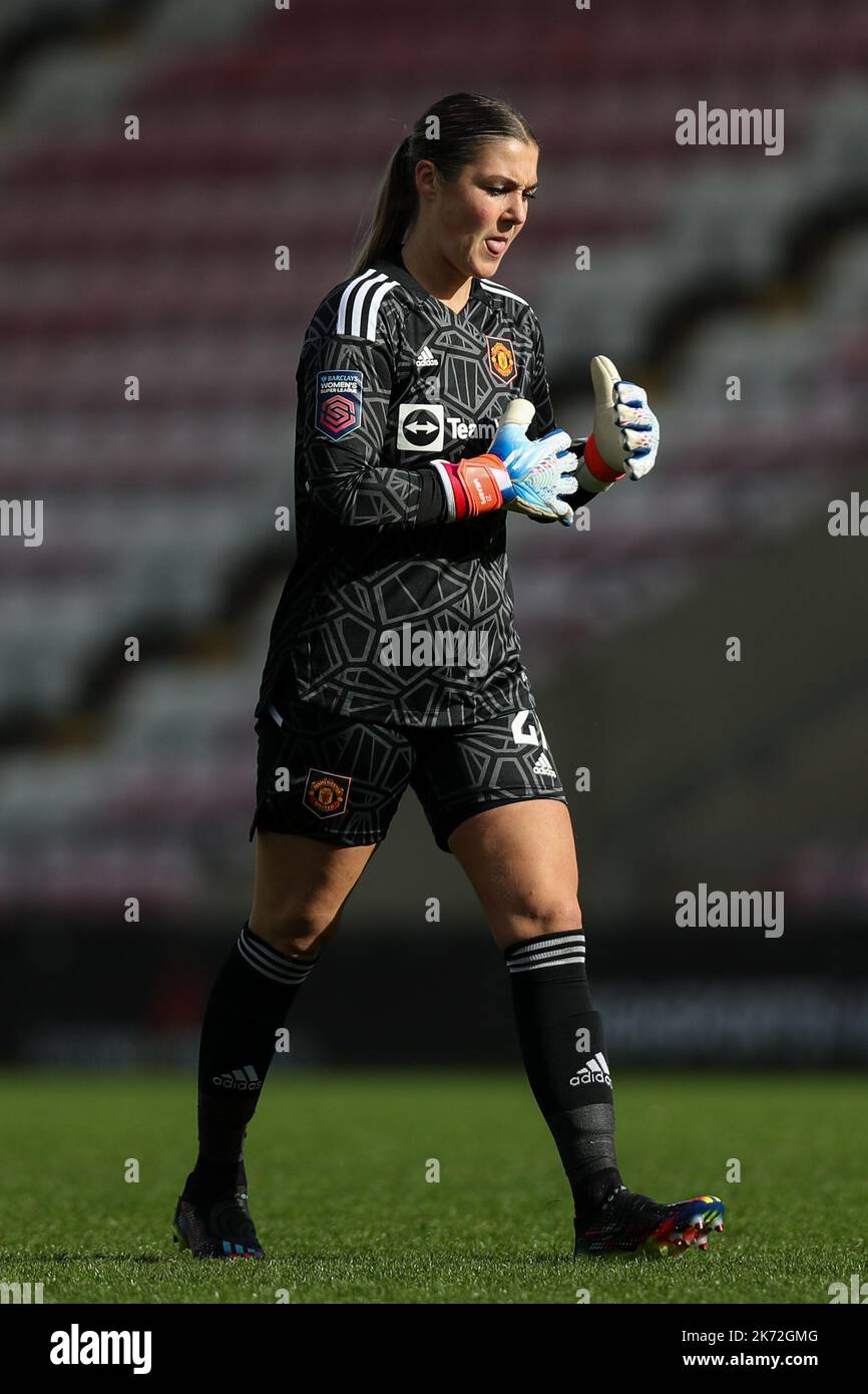 Leigh, Royaume-Uni. 16th octobre 2022. Mary Earps de Manchester United lors du match de la Super League féminine de la FA à Leigh Sports Village, Leigh. Le crédit photo doit être lu: Jessica Hornby/Sportimage crédit: Sportimage/Alay Live News Banque D'Images