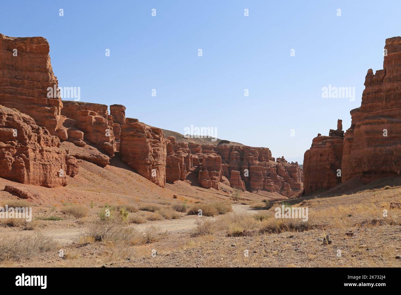 Kyzylsai (alias Vallée des Châteaux), Parc national de Charyn Canyon, montagnes Tien Shan, région d'Almaty, Kazakhstan, Asie centrale Banque D'Images