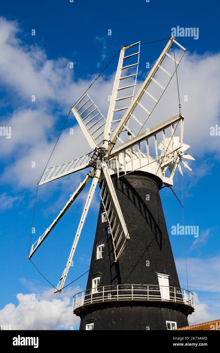 Pocklingtons Mill, le seul moulin à vent à bord de 8 en Europe. Village de Heckington, Lincolnshire, Angleterre. Banque D'Images