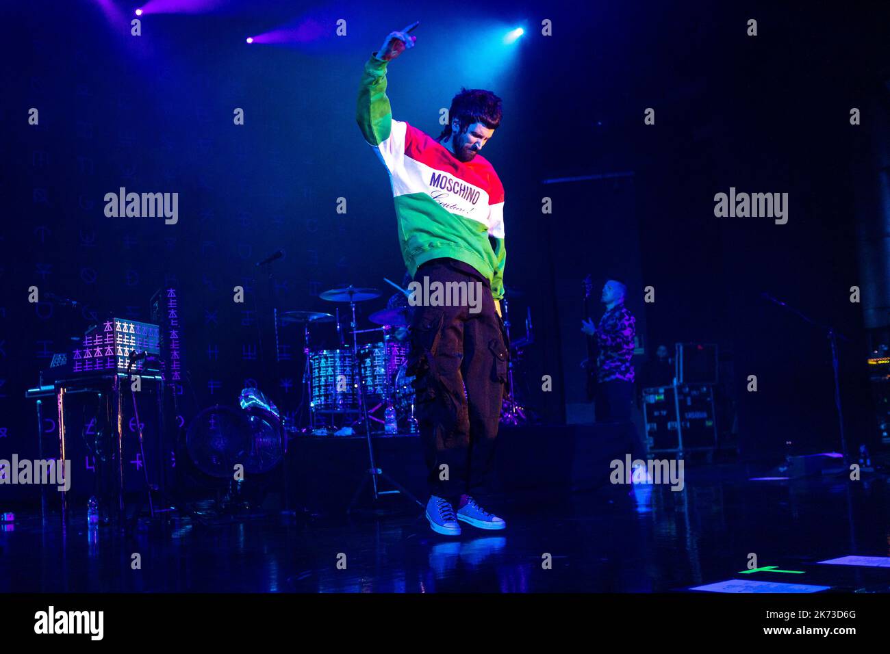 Sergio Pizzorno, chanteur du groupe de rock anglais Kasabian, en concert à Alcatraz. (Photo de Mairo Cinquetti/SOPA Images/Sipa USA) Banque D'Images