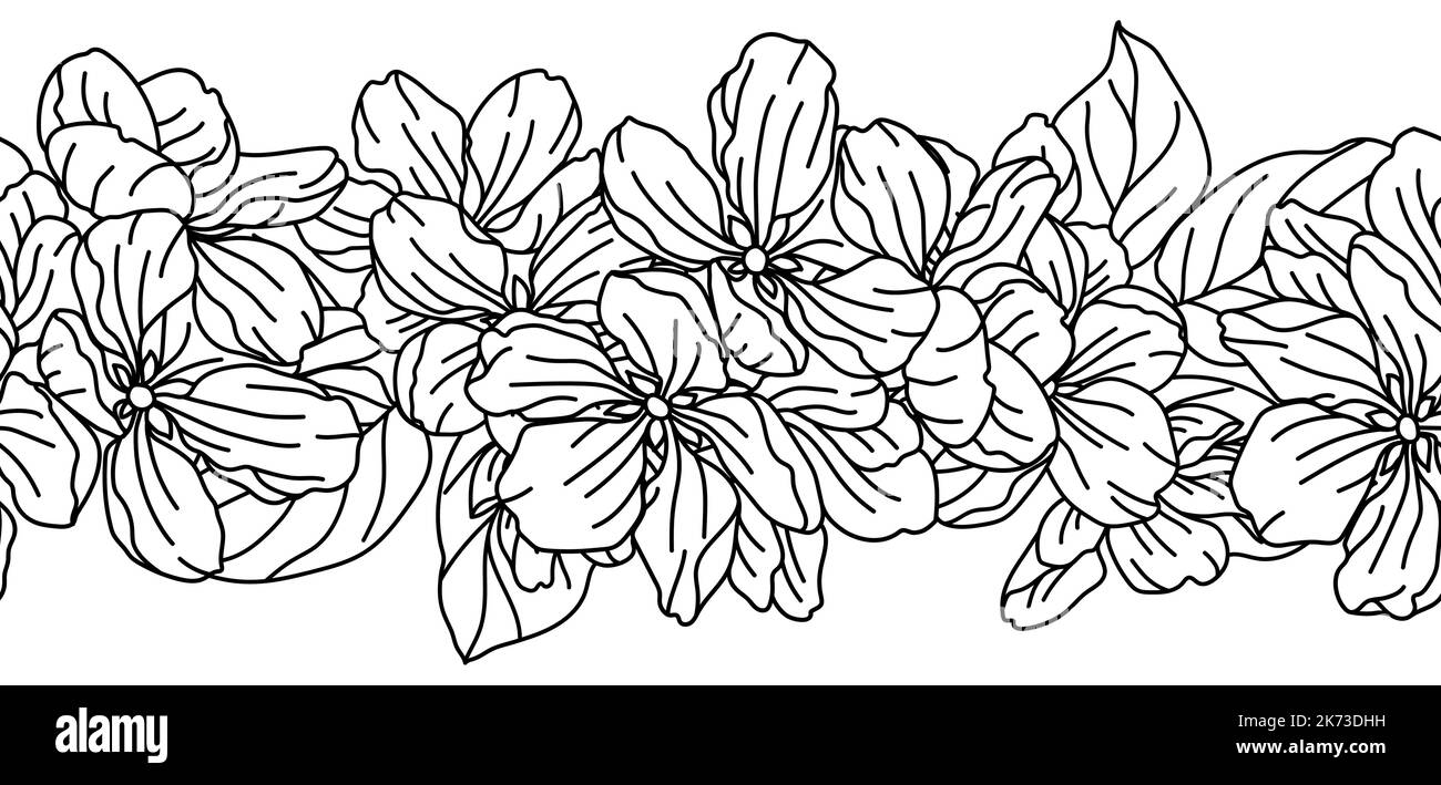 Motif sans couture avec fleurs de pommier. Belles plantes décoratives. Illustration de Vecteur