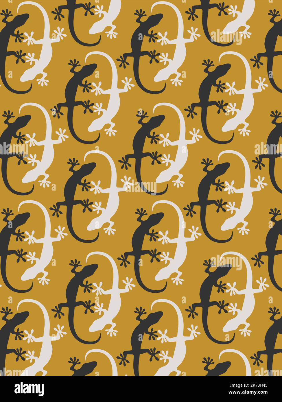 Geckos en noir et blanc en or Illustration de Vecteur