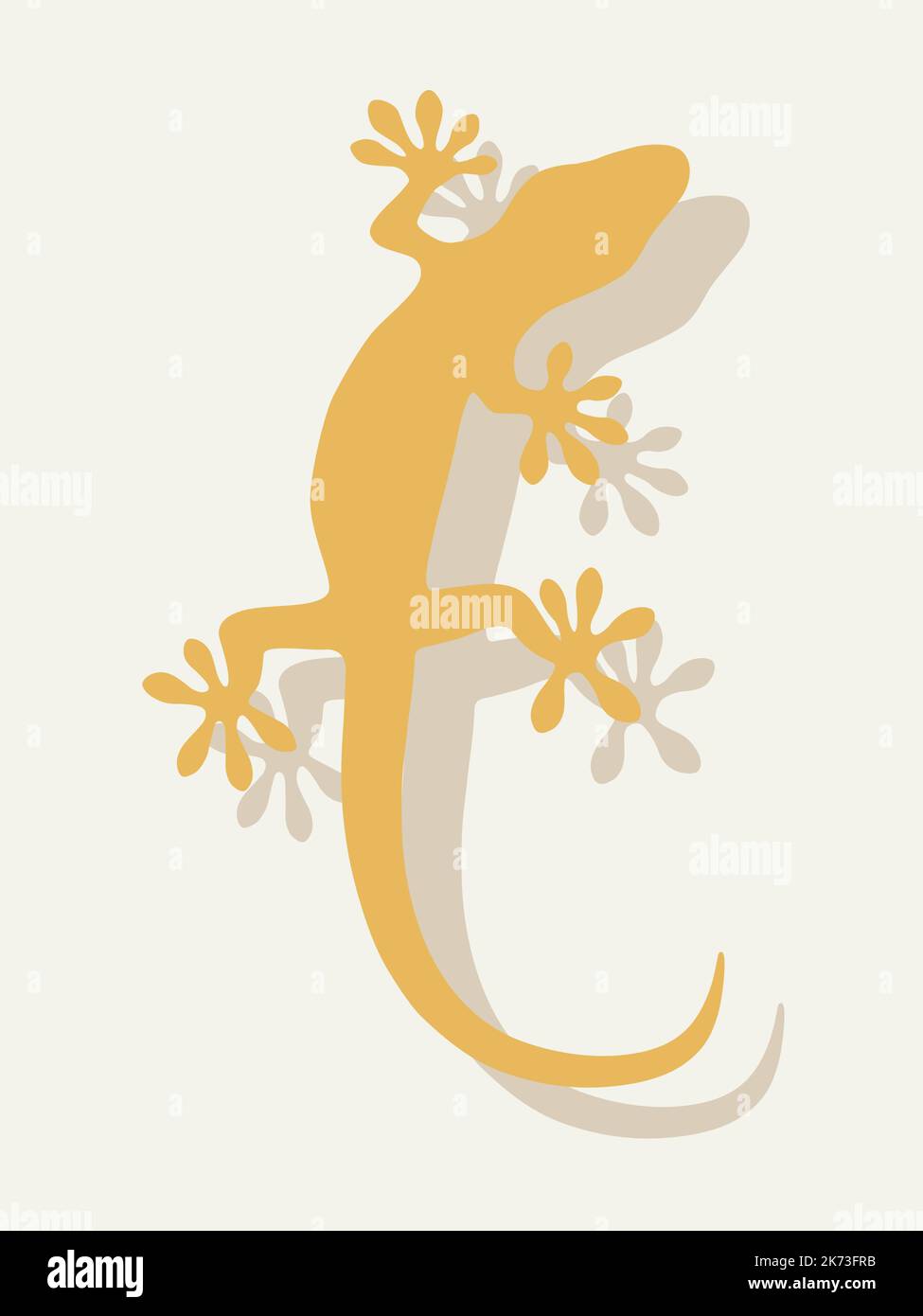 Gecko en jaune et son ombre Illustration de Vecteur