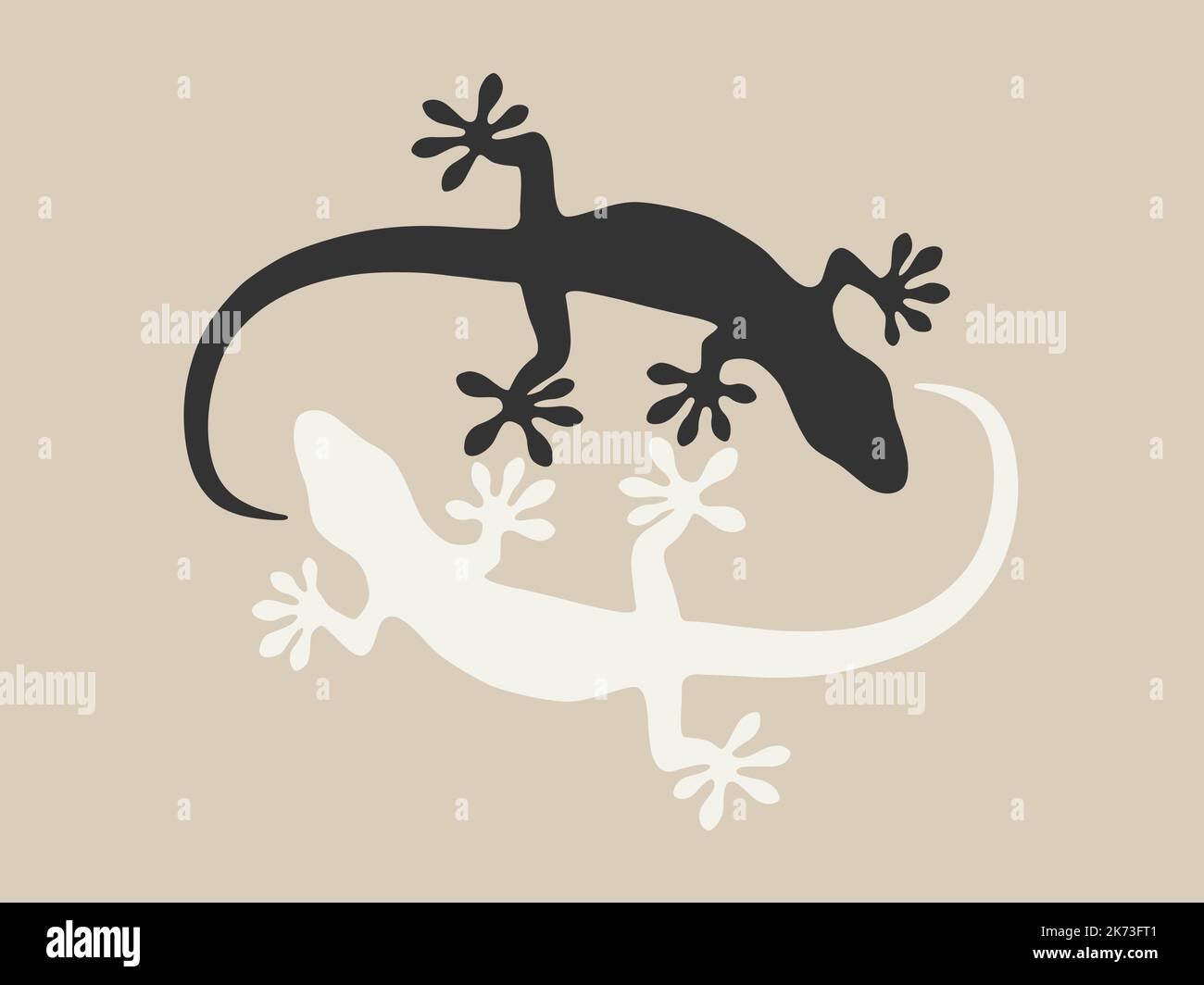 Geckos sur fond noir et blanc Illustration de Vecteur