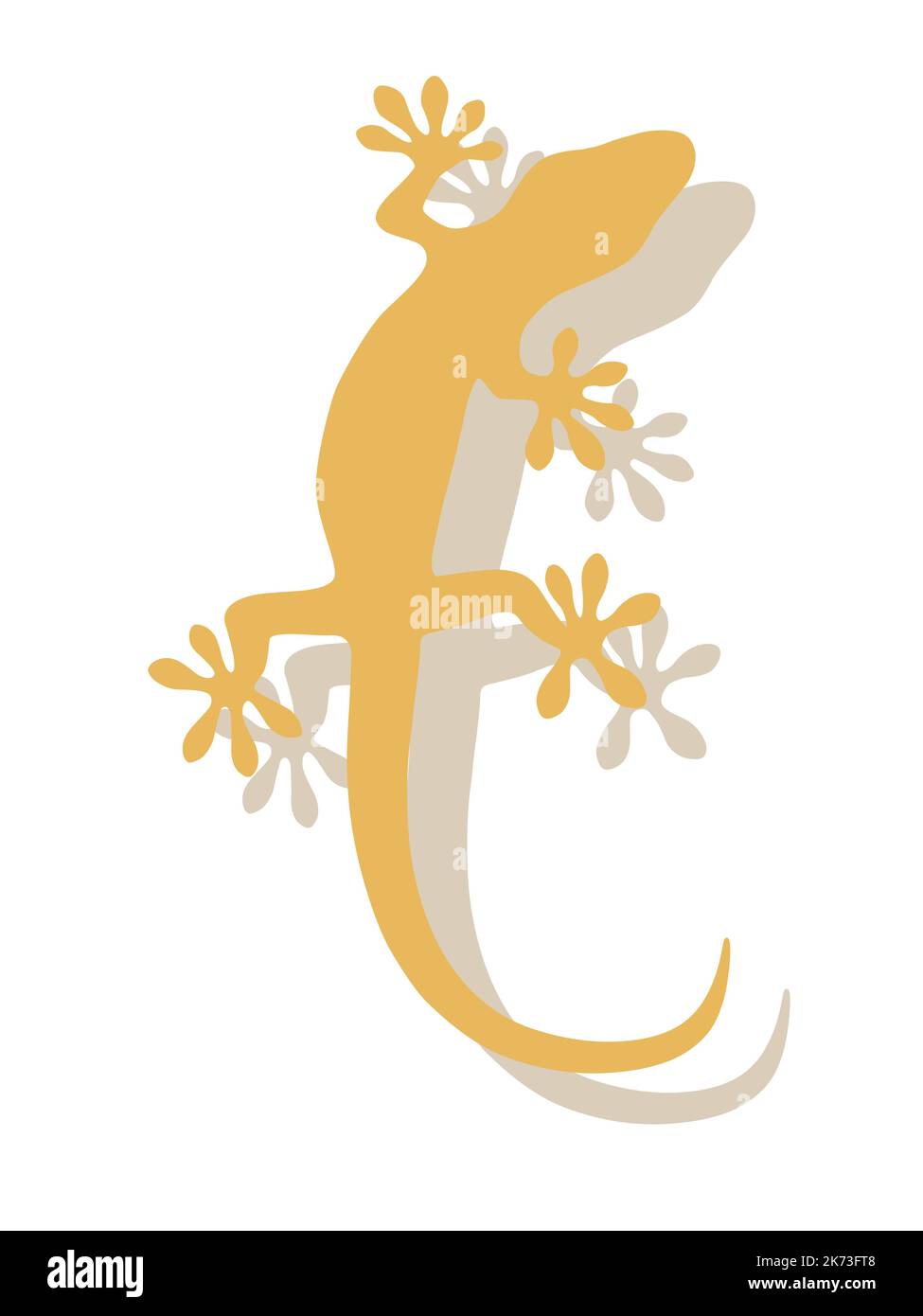 Gecko en jaune et son ombre sur fond blanc Illustration de Vecteur