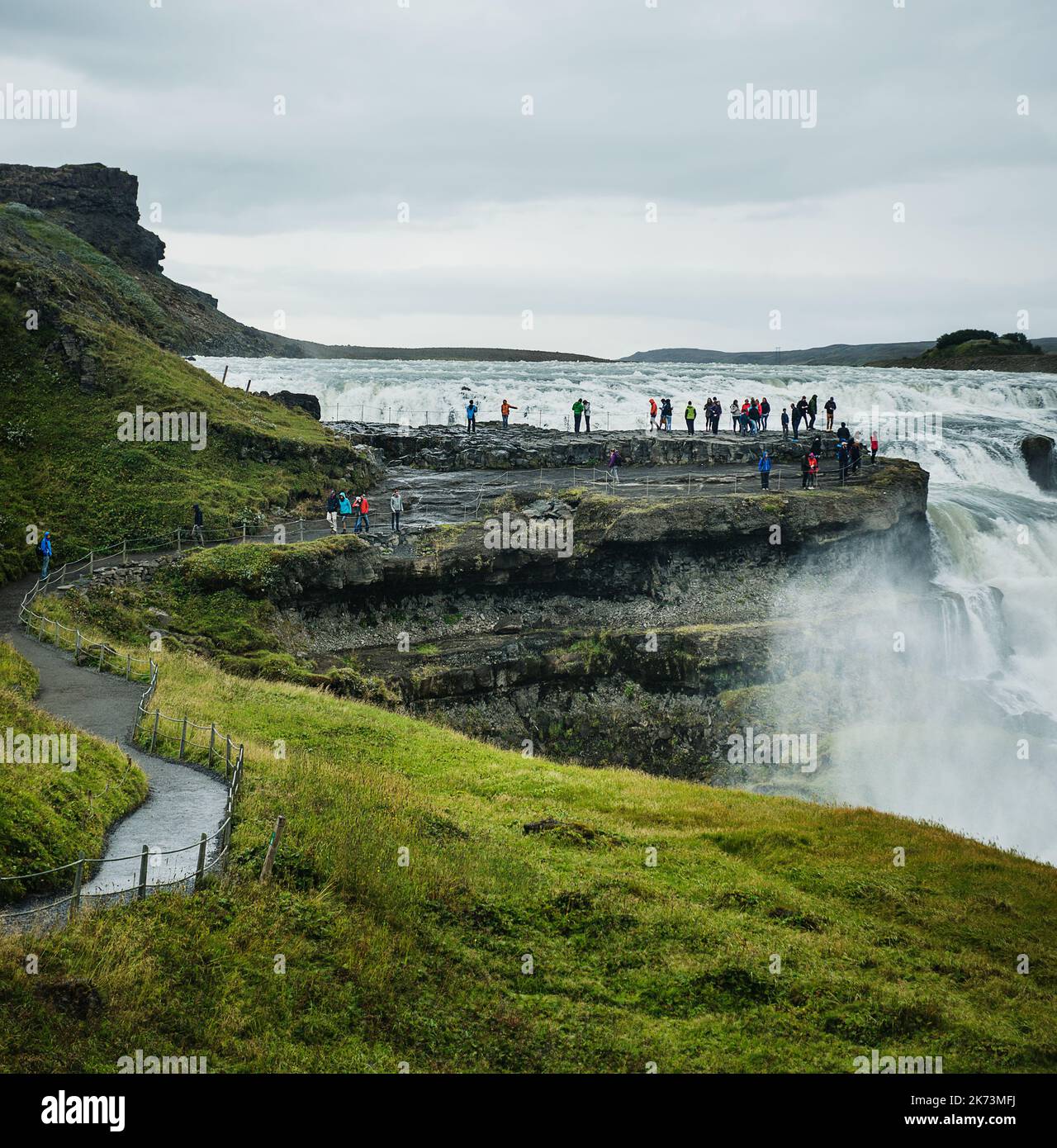Chute d'eau de Gullfoss, le long du cercle d'or, Gullfoss Islande, Europe Banque D'Images