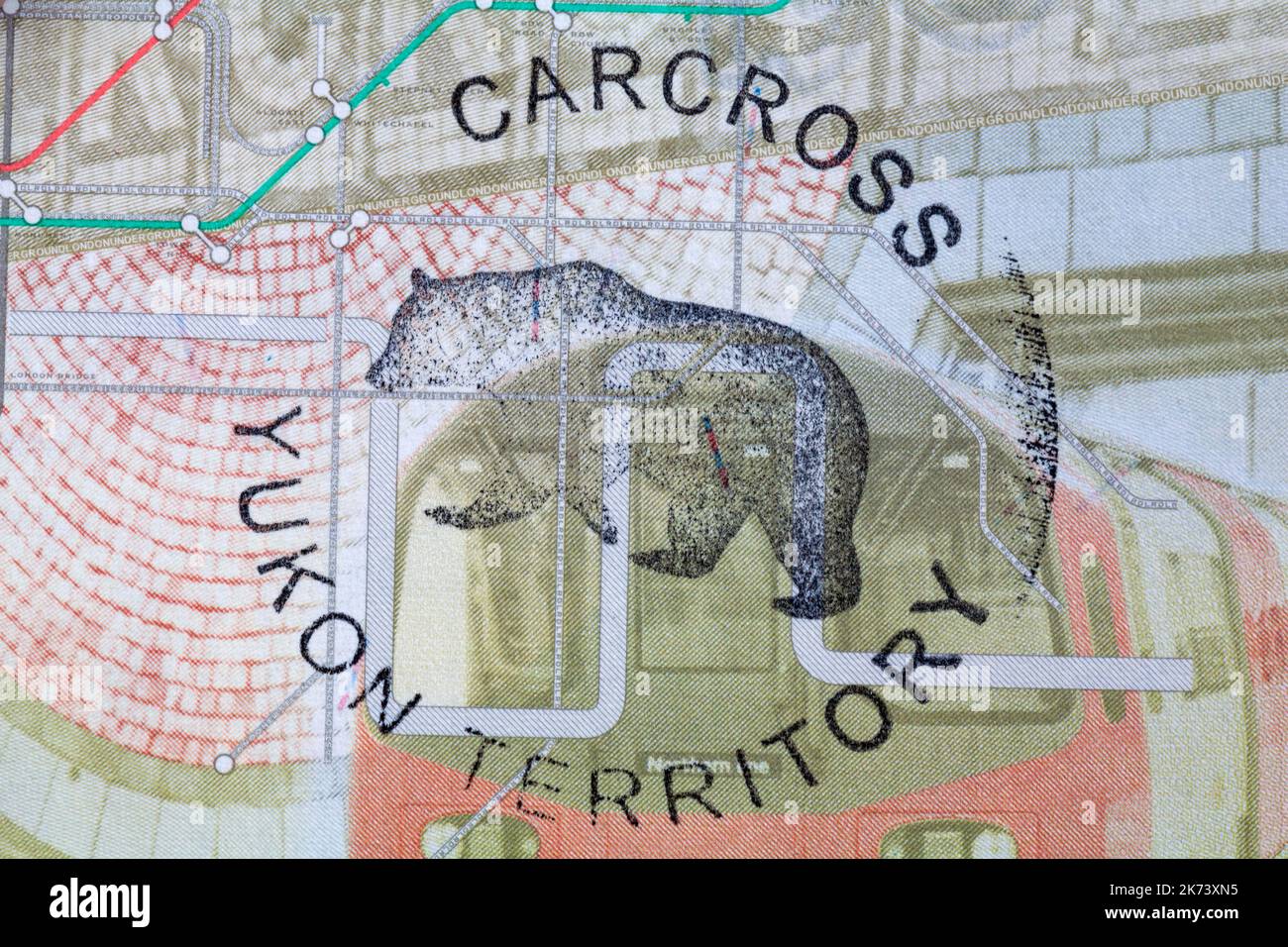 Carcross territoire du Yukon - timbre en passeport britannique Banque D'Images