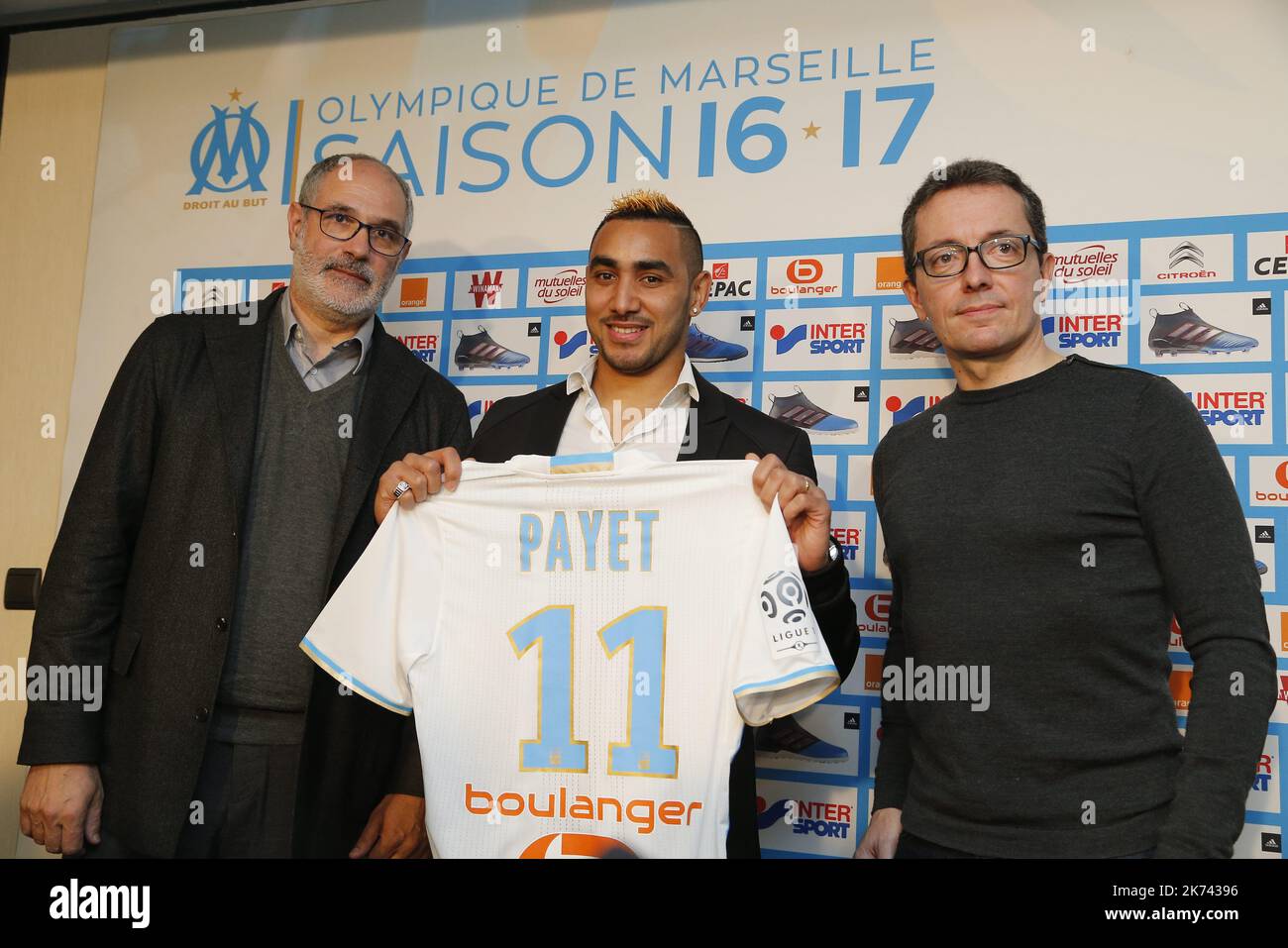 Marseille, France jan 30th 2017 Dimitri Payet a déclaré qu'il devait se tourner vers ses racines dans son ancien club, Marseille. L'homme de 29 ans a signé un contrat de quatre ans et demi avec le club de la Ligue 1. Banque D'Images