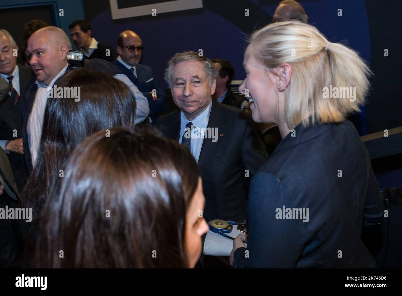 Jean Todt, Président de la FIA (Fédération internationale de l'automobile), donne une conférence de presse pour lancer une campagne de sécurité routière, au siège de la FIA à Paris, sur 10 mars 2017. Banque D'Images