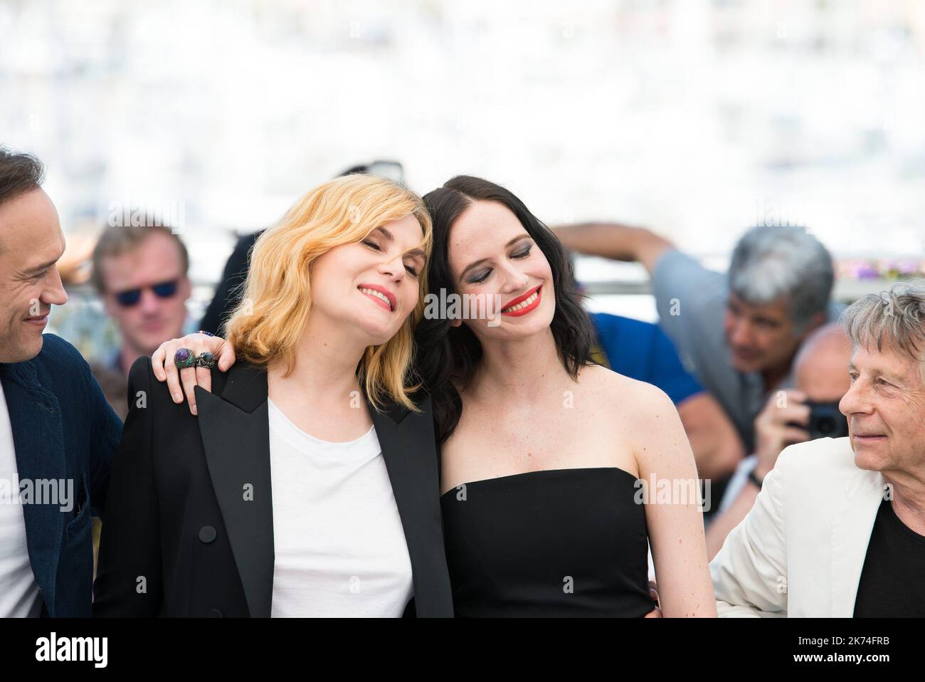 Acteur Vincent Perez réalisateur Roman Polanski, actrices Emmanuelle Seigner, actrice Eva Green assistez à la séance photo « based on A True Story » du Festival annuel du film de Cannes 70th au Palais des Festivals Banque D'Images