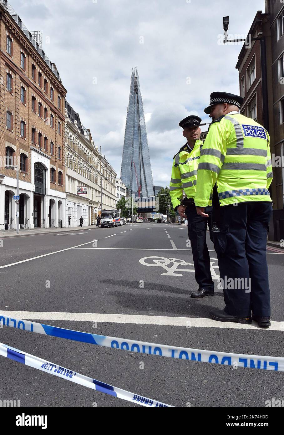 LONDRES Quelques heures après près de la scène de l'incident terroriste de la nuit dernière, 4 juin 2017 Banque D'Images