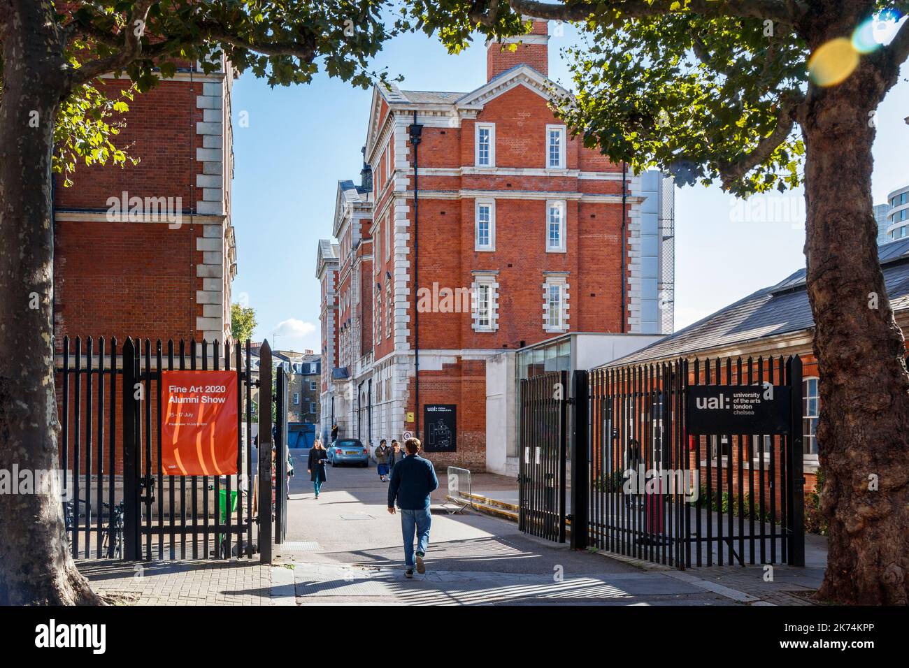 Entrée au campus de Millbank de l'université d'art et de design d'UAL Chelsea, sur John Islip Street, Londres, Royaume-Uni Banque D'Images