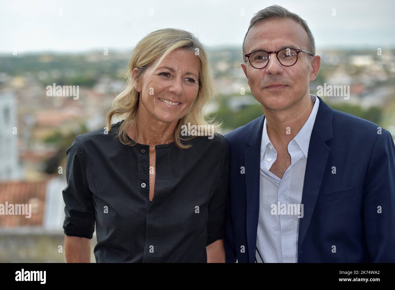 Claire Chazal, Philippe Besson arrive pour le Festival du film francophone d'Angoulême Banque D'Images