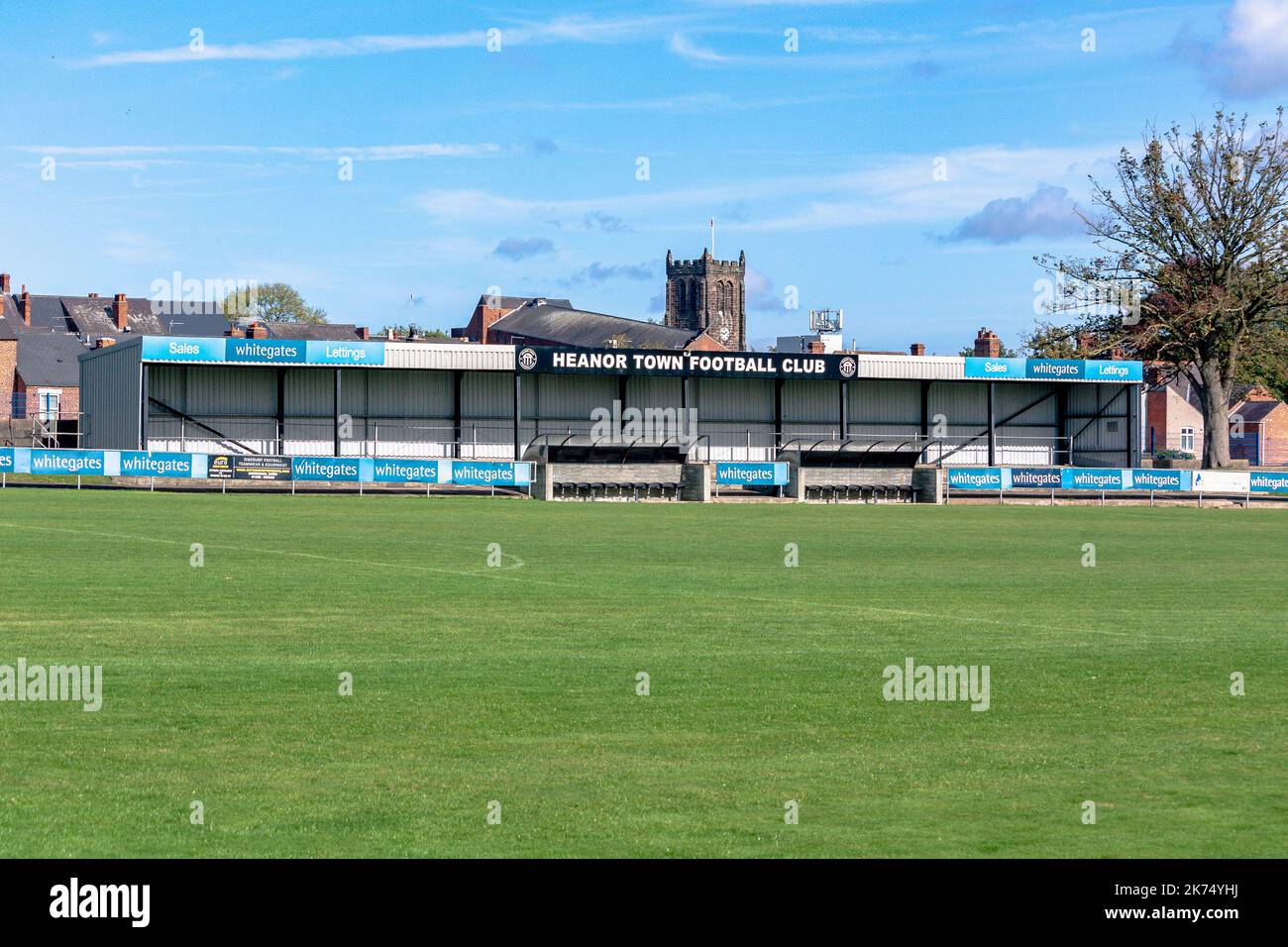 Terrain de football de Heanor Town dans la ville de Heanor, dans le Derbyshire. Banque D'Images