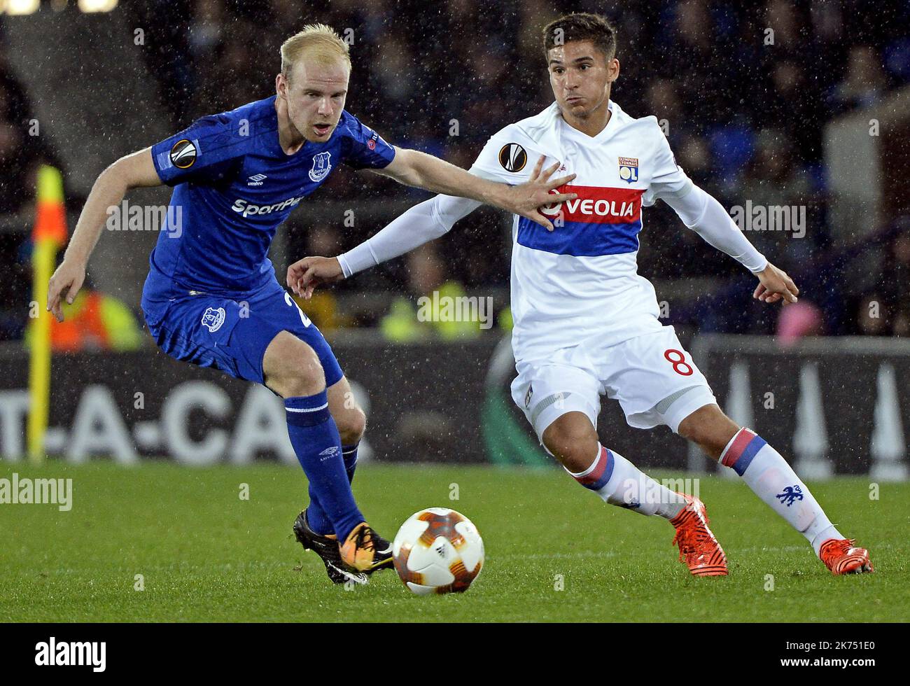 HOUSSEM AOUAR ET DAVY KLAASSEN LEAGUE EUROPA EVERTON - OL Banque D'Images