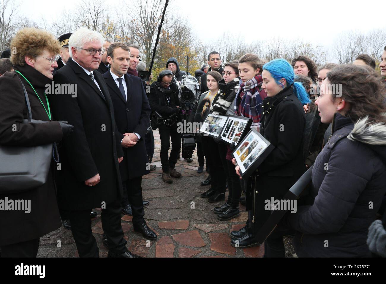 Hartmannswiller 171110 Frank-Walter Steinmeier se joindra à Macron pour visiter le Hartmannswillerkopf, un monument national de la première Guerre mondiale où 30 000 est mort dans les combats pour le contrôle du sommet de montagne en 1915 Banque D'Images