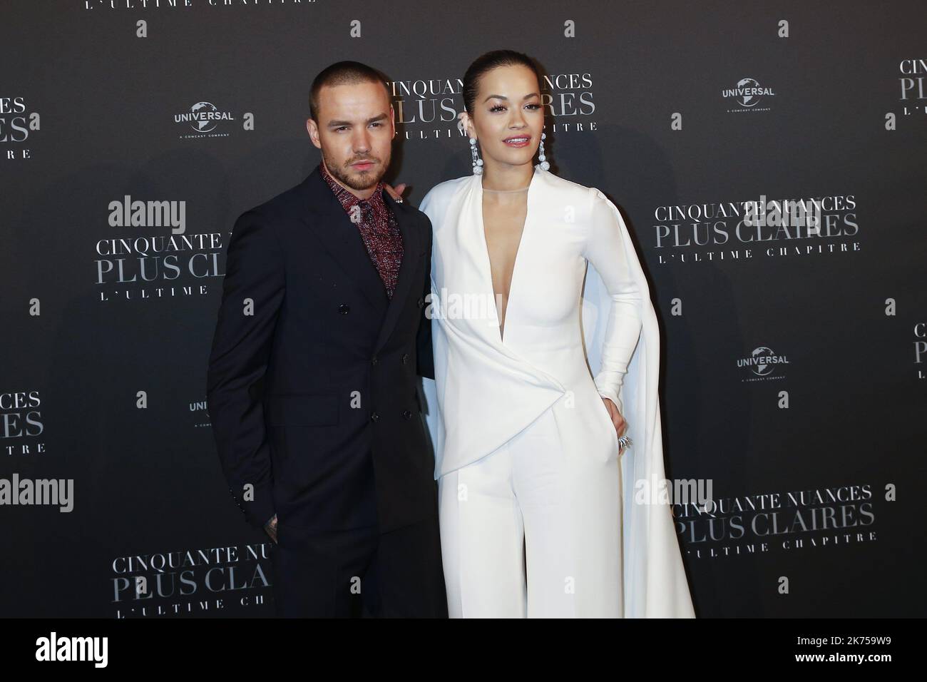 Liam Payne et Rita ora assistent à la première de Paris 'cinquante Shades Freed - 50 nuances plus clair' à la salle Pleyel à Paris, France Banque D'Images