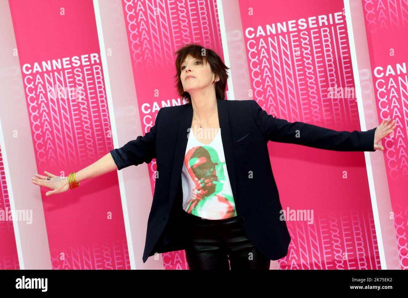 florence loiret callesle tapis rose devant le Palais des fêtes lors du Festival de Cannes 1st, 07 avril 2018. L'événement aura lieu du 04 au 11 Apri Banque D'Images