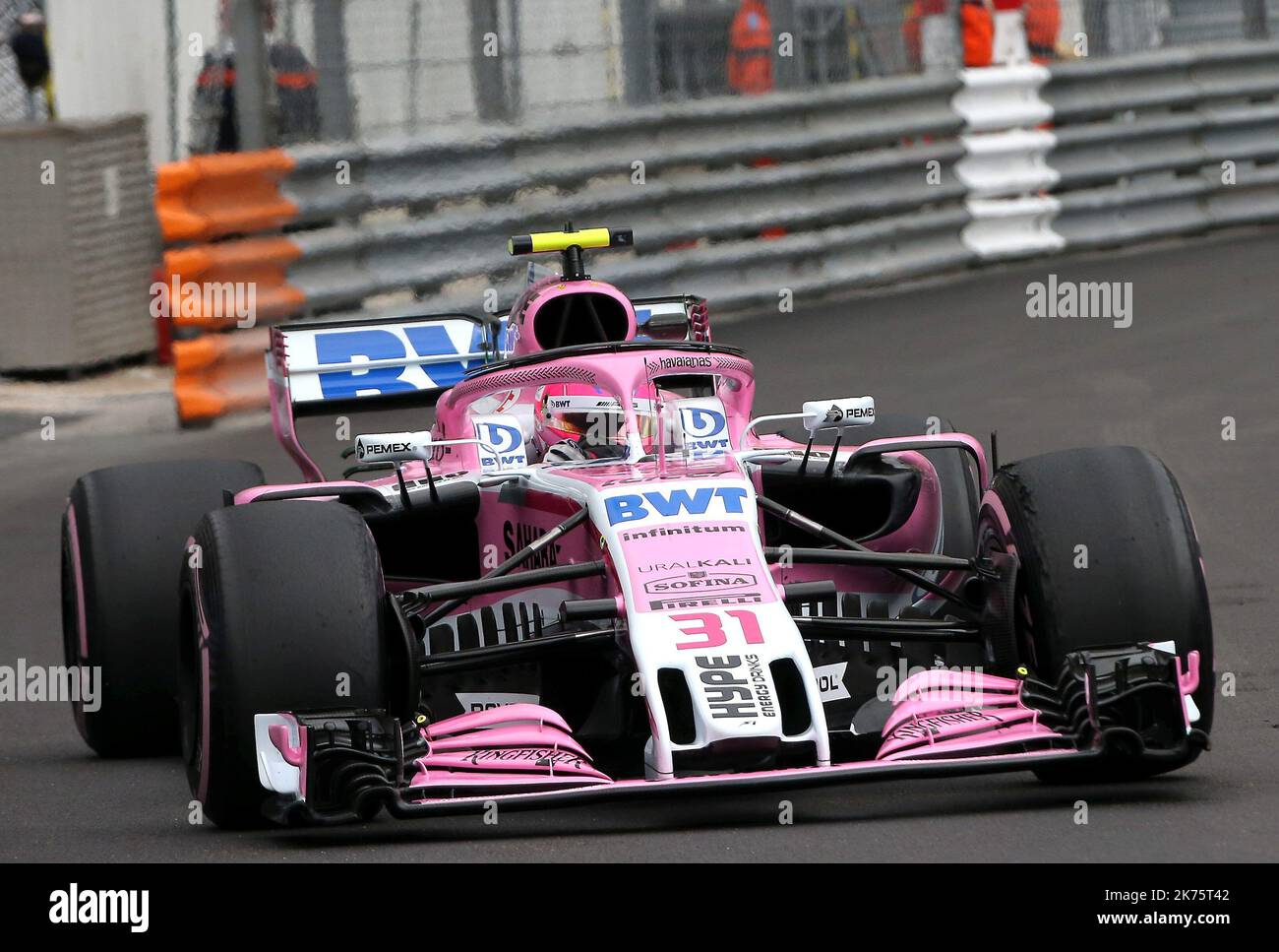 Esteban OCON de Sahara Force Inde lors de la première pratique du Grand Prix de Monaco sur 24 mai 2018. Banque D'Images