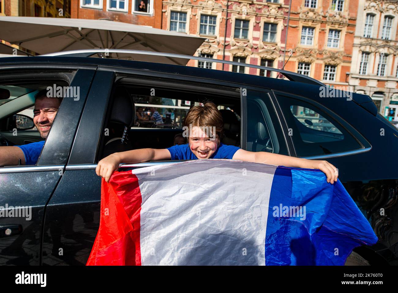 France fans à Lille, regardant le match France / Argentine Round de 16 sur 30 juin 2018. Banque D'Images