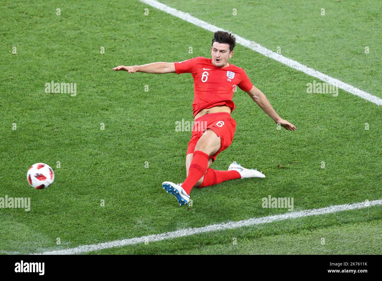 Coupe du monde de football de la FIFA Russie 2018, Stade Spartak, Moscou, Russie; coupe du monde de 16 match de football M56 Colombie contre Angleterre; photo : ENG6 DF Harry Maguire - (Leicester, Angl.) © Pierre Teyssot / Maxppp Banque D'Images