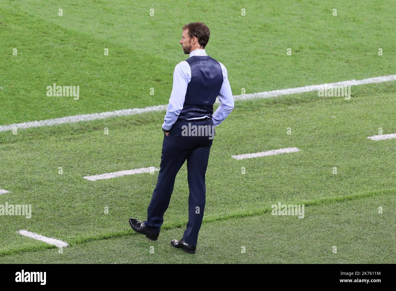 Coupe du monde de football de la FIFA Russie 2018, Stade Spartak, Moscou, Russie; coupe du monde de 16 match de football M56 Colombie contre Angleterre; photo: Gareth Southgate, entraîneur d'Angleterre © Pierre Teyssot / Maxppp Banque D'Images