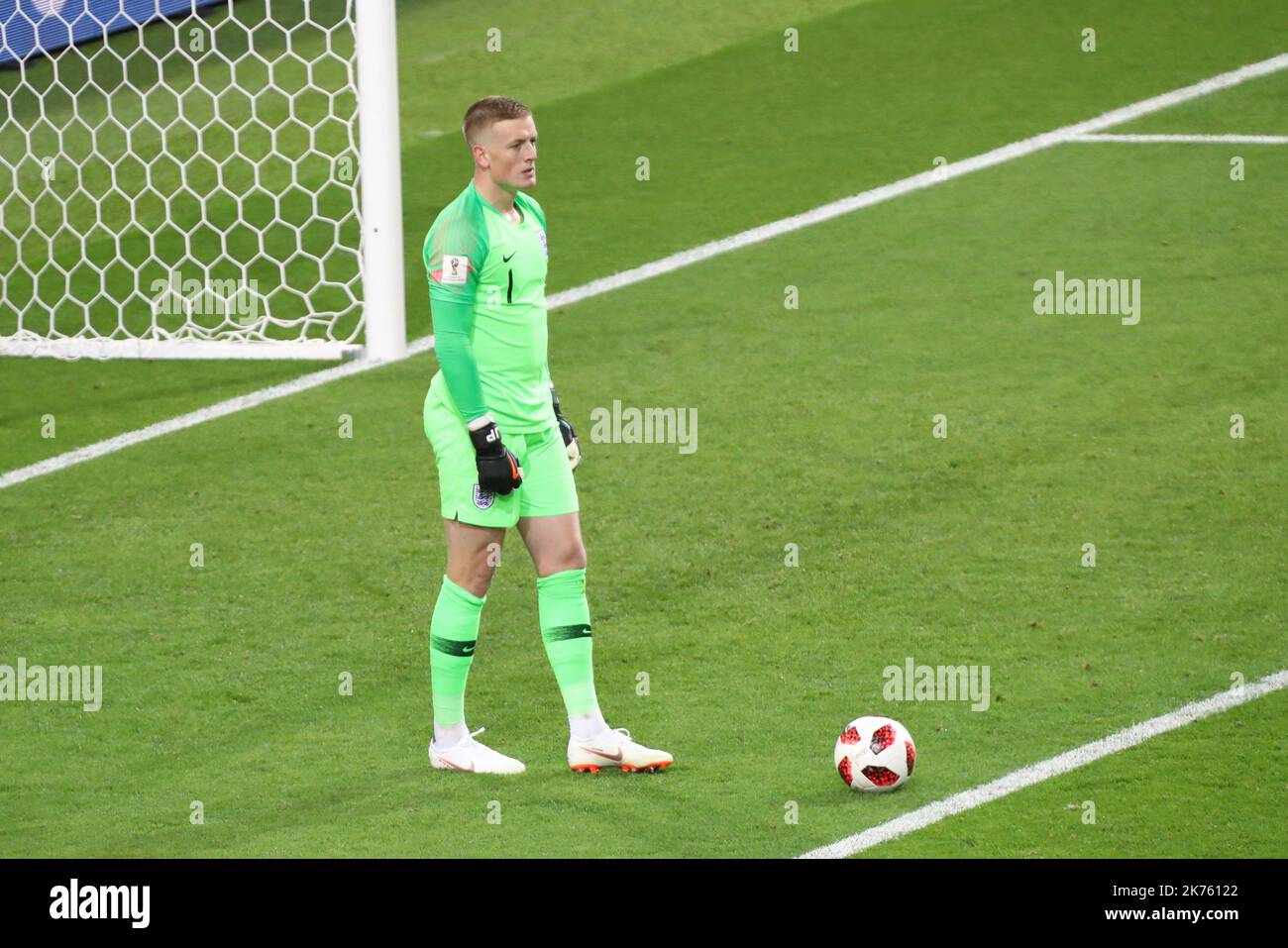 Coupe du monde de football de la FIFA Russie 2018, Stade Spartak, Moscou, Russie; coupe du monde de 16 match de football M56 Colombie contre Angleterre; photo : ENG1 GK Jordan Pickford - (Everton, Angl.) © Pierre Teyssot / Maxppp Banque D'Images