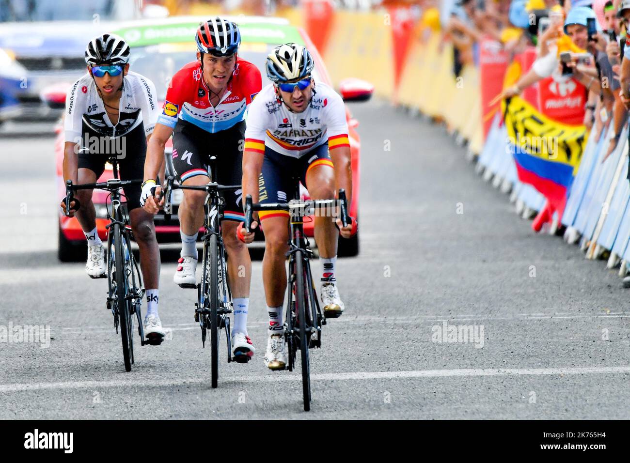 Gorka IZAGUIRRE, Bob JUNGELS et Egan Arley BERNAL Banque D'Images