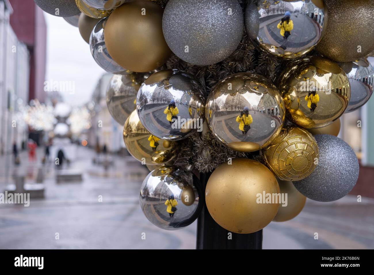 03.12.2021. Russie, Moscou. Décorations du nouvel an . Photo de haute qualité Banque D'Images