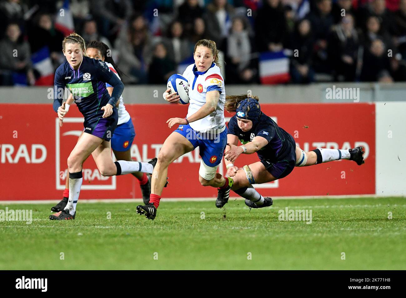 Action du tournoi des 6 nations des femmes à Lille, France Banque D'Images