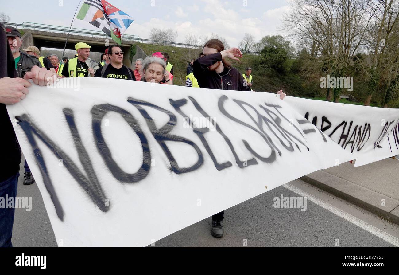 Manifestation dans le cadre d'un samedi consécutif de 20th manifestations organisées par le mouvement des gilets jaunes (gilets jaunes) sur 30 mars 2019. Banque D'Images