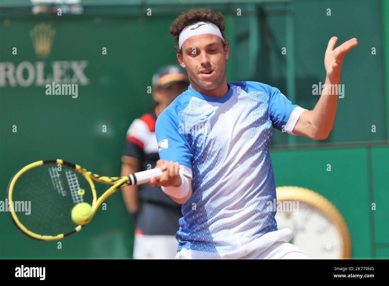 ©Laurent Lairys/MAXPPP - Marco Cecchinato d'Italie pendant le Rolex Monte-Carlo Masters 2019, ATP Masters 100 tennis Match sur 18 avril 2019 à Monaco - photo Laurent Lairys / MAXPPP Banque D'Images