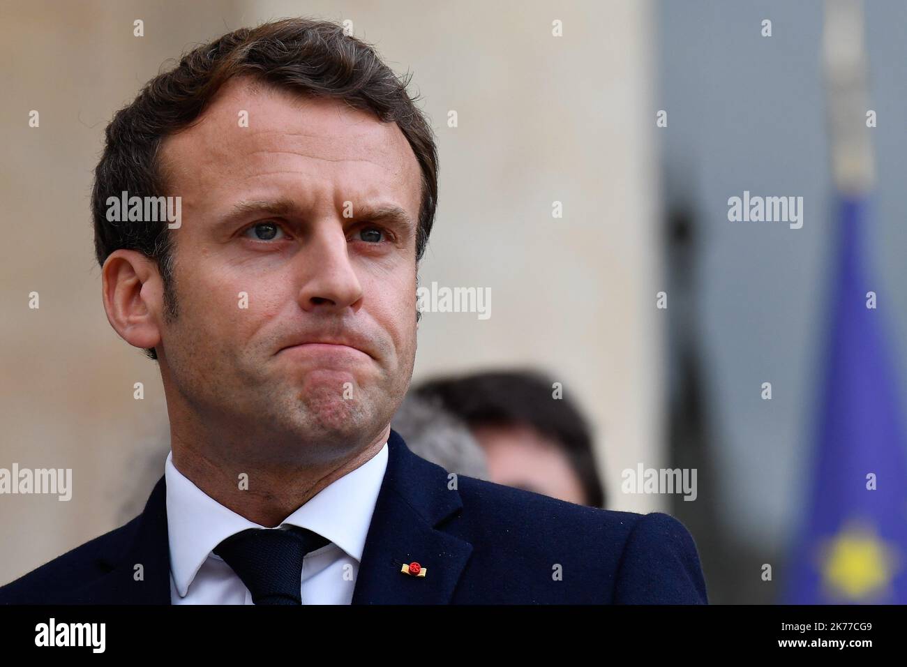 Le Président de la République française, Emmanuel Macron, a reçu la délégation des scientifiques de l'IPBES (plate-forme intergouvernementale sur la biodiversité et les services écosystémiques) à l'Elysée, à 06 mai 2019 Banque D'Images